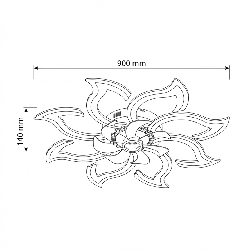 Brilagi - Ventilador de teto LED regulável LED/44W/230V 3000-6500K Ø 90 cm branco + comando à distância