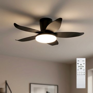 Brilagi - Ventilador de teto LED dimerizável LED/32W/230V 3000-6500K diâmetro 95 cm preto + comando remoto