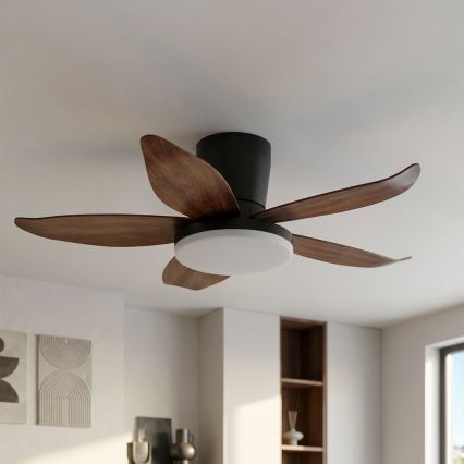 Brilagi - Ventilador de teto LED dimável LED/32W/230V 95 cm preto/castanho + comando à distância