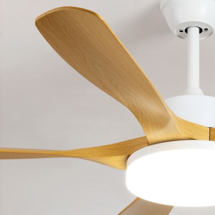 Brilagi - Ventilador de teto LED regulável LED/34W/230V 3000–6500K Ø 132 cm branco/castanho + controlo remoto