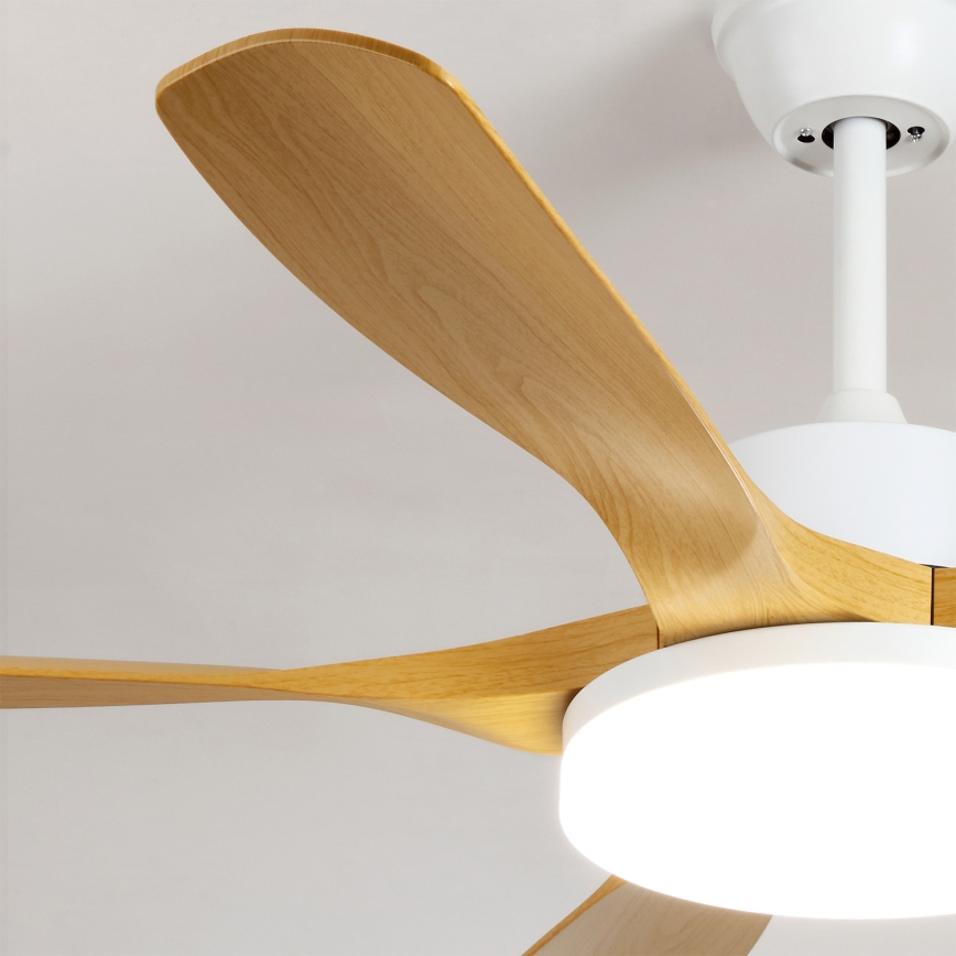 Brilagi - Ventilador de teto LED regulável LED/34W/230V 3000–6500K Ø 132 cm branco/castanho + controlo remoto