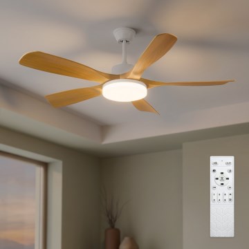 Brilagi - Ventilador de teto LED dimerizável LED/34W/230V 132 cm branco/castanho + controlo remoto