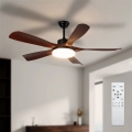Brilagi - Ventilador de teto LED dimerizável LED/34W/230V 3000-6500K Ø 132 cm preto/castanho + comando remoto