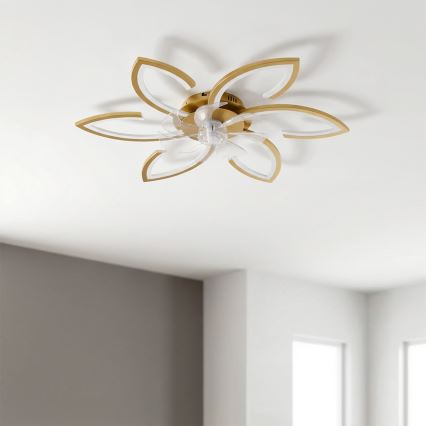 Brilagi - Ventilador de teto LED dimerizável LED/34W/230V diâmetro 78 cm dourado + controlo remoto