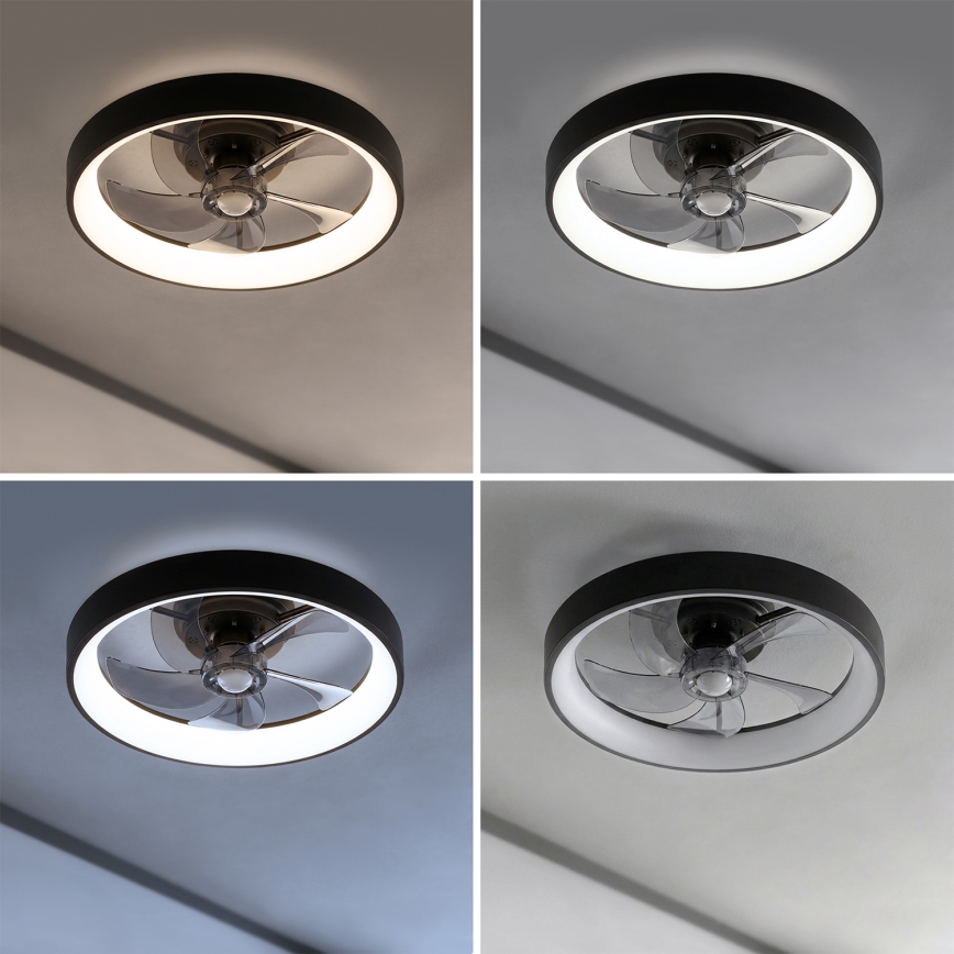 Brilagi - Ventilador de teto LED dimerizável LED/34W/230V Ø 50 cm preto + controlo remoto