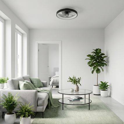 Brilagi - Ventilador de teto LED dimerizável LED/34W/230V Ø 50 cm preto + controlo remoto