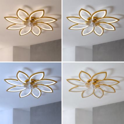 Brilagi - Ventilador de teto LED regulável LED/43W/230V 3000-6500K, diâmetro 90 cm, dourado + controlo remoto
