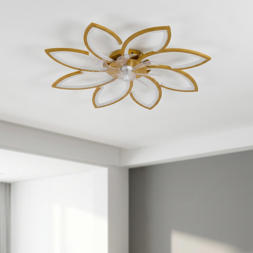 Brilagi - Ventilador de teto LED regulável LED/43W/230V 3000-6500K, diâmetro 90 cm, dourado + controlo remoto