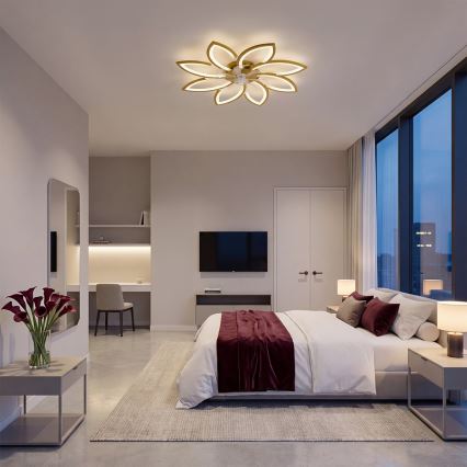 Brilagi - Ventilador de teto LED regulável LED/43W/230V 3000-6500K, diâmetro 90 cm, dourado + controlo remoto