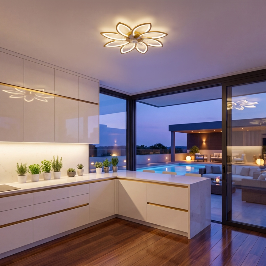 Brilagi - Ventilador de teto LED regulável LED/43W/230V 3000-6500K, diâmetro 90 cm, dourado + controlo remoto