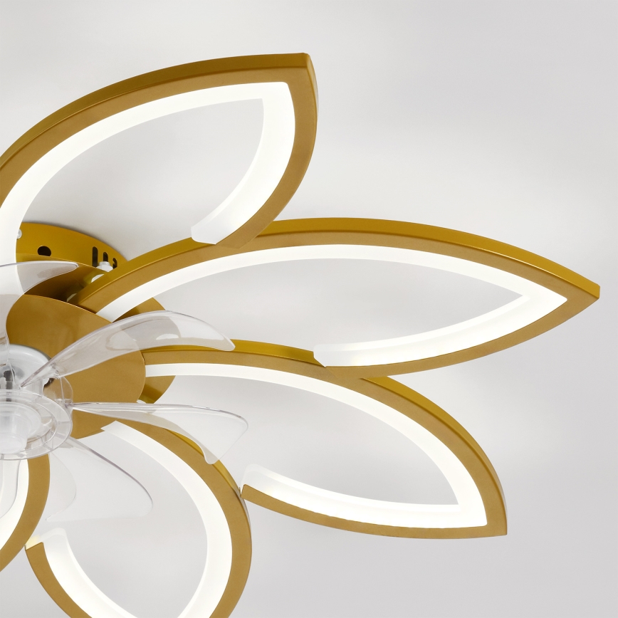 Brilagi - Ventilador de teto LED regulável LED/43W/230V 3000-6500K, diâmetro 90 cm, dourado + controlo remoto