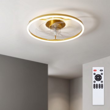 Brilagi - Ventilador de teto LED dimerizável LED/66W/230V 3000-6500K diâmetro 55 cm branco/dourado + comando à distância