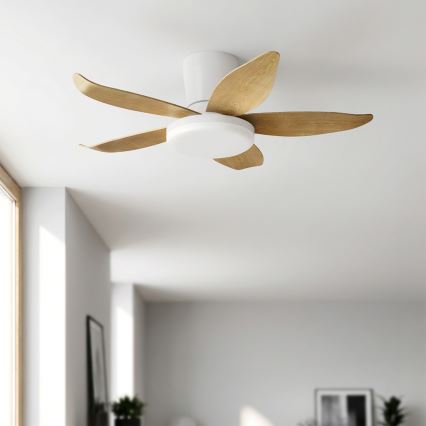 Brilagi - Ventilador de tecto com LED regulável LED/32W/230V 3000-6500K Ø95 cm branco/castanho + comando remoto