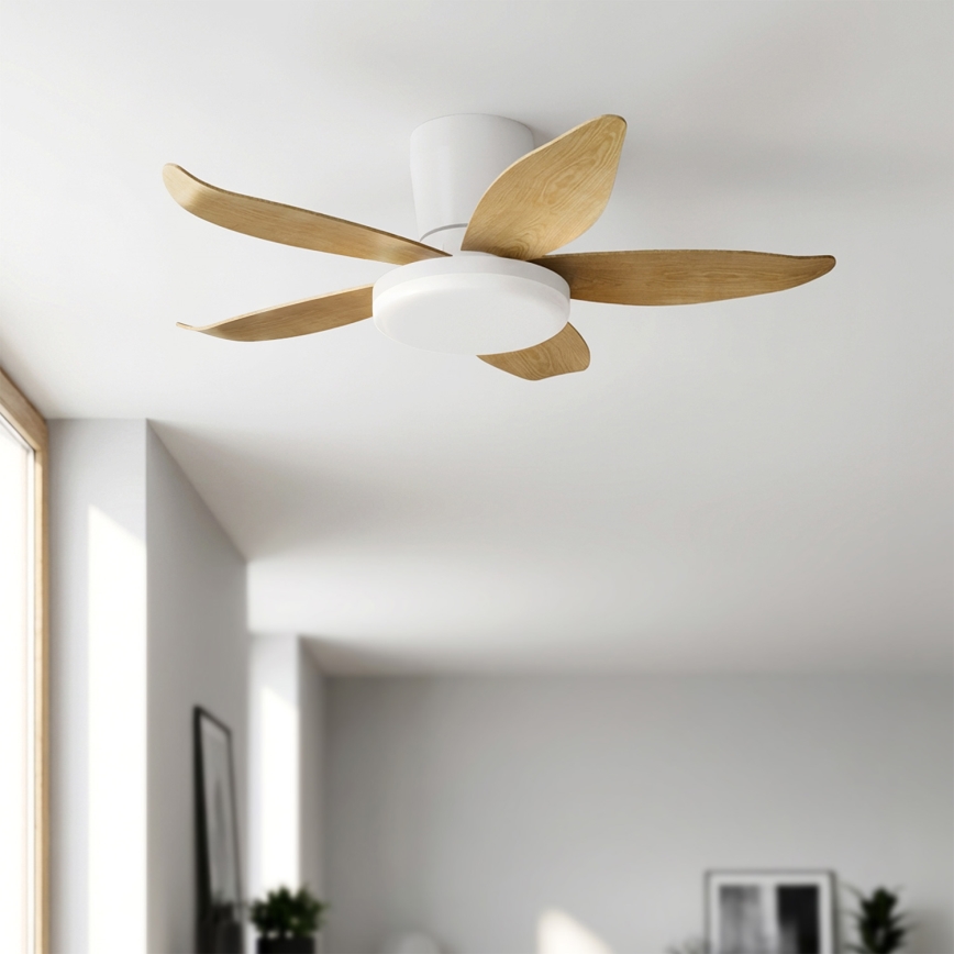 Brilagi - Ventilador de tecto com LED regulável LED/32W/230V 3000-6500K Ø95 cm branco/castanho + comando remoto