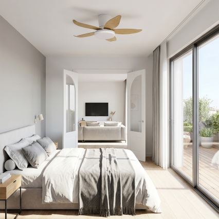 Brilagi - Ventilador de tecto com LED regulável LED/32W/230V 3000-6500K Ø95 cm branco/castanho + comando remoto