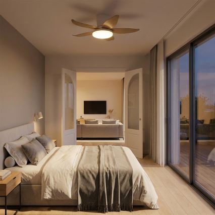 Brilagi - Ventilador de tecto com LED regulável LED/32W/230V 3000-6500K Ø95 cm branco/castanho + comando remoto