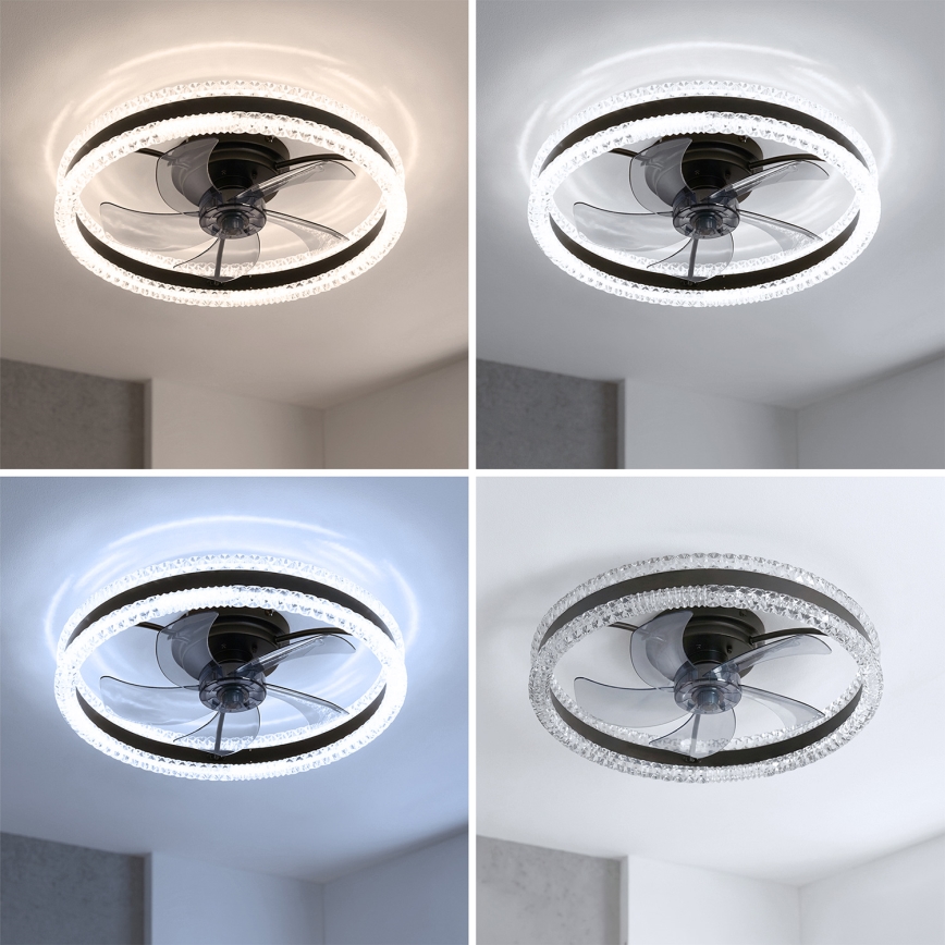 Brilagi - Ventilador de teto com luz LED regulável LED/62W/230V 3000-6500K diâmetro 50 cm preto + controlo remoto