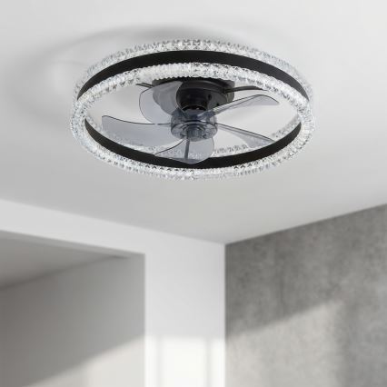 Brilagi - Ventilador de teto com luz LED regulável LED/62W/230V 3000-6500K diâmetro 50 cm preto + controlo remoto