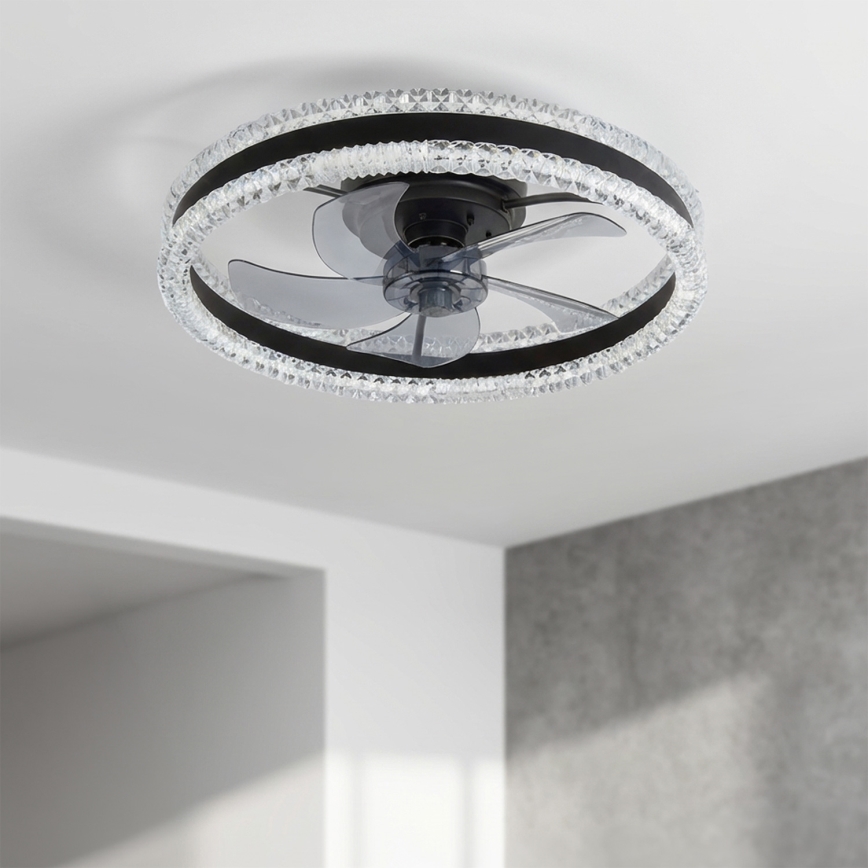 Brilagi - Ventilador de teto com luz LED regulável LED/62W/230V 3000-6500K diâmetro 50 cm preto + controlo remoto