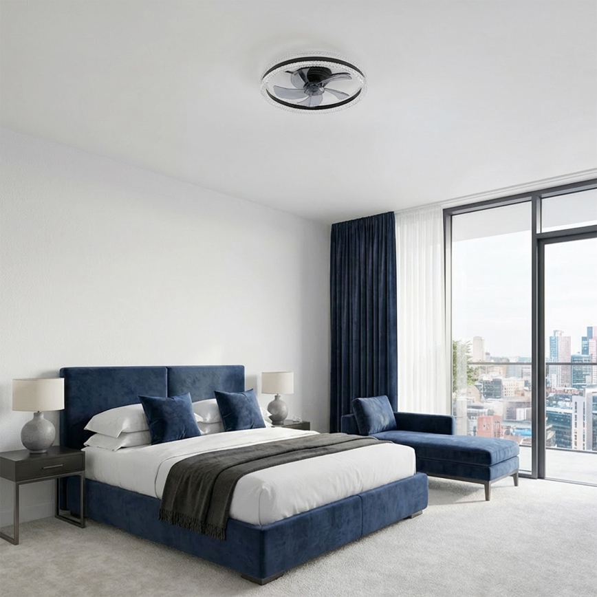 Brilagi - Ventilador de teto com luz LED regulável LED/62W/230V 3000-6500K diâmetro 50 cm preto + controlo remoto