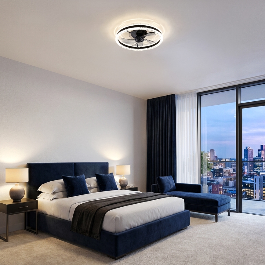 Brilagi - Ventilador de teto com luz LED regulável LED/62W/230V 3000-6500K diâmetro 50 cm preto + controlo remoto