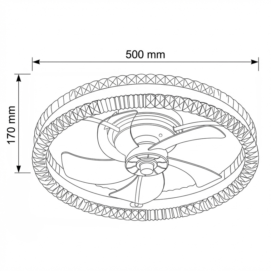 Brilagi - Ventilador de teto com luz LED regulável LED/62W/230V 3000-6500K diâmetro 50 cm preto + controlo remoto