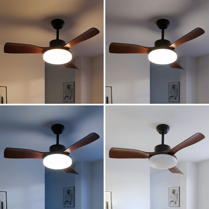 Brilagi - Ventilador de teto LED regulável LED/34W/230V 3000-6500K diâmetro 106 cm preto/castanho + controlo remoto
