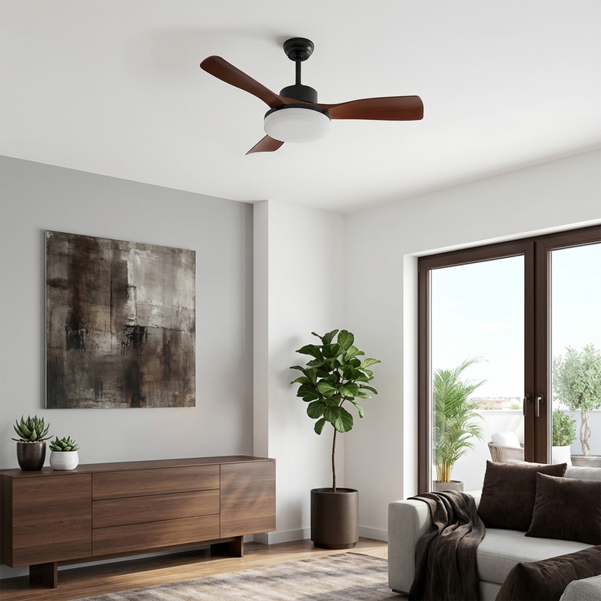 Brilagi - Ventilador de teto LED regulável LED/34W/230V 3000-6500K diâmetro 106 cm preto/castanho + controlo remoto