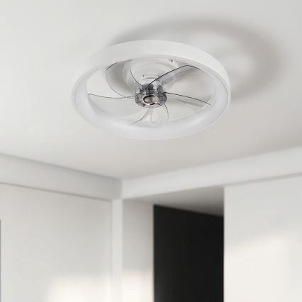 Brilagi - Ventilador de teto LED dimerizável, 34 W / 230 V, 3000–6500 K, Ø 50 cm, branco, com controlo remoto