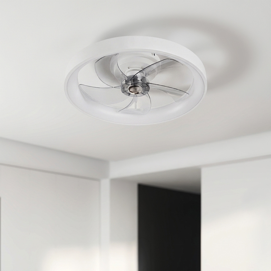 Brilagi - Ventilador de teto LED dimerizável, 34 W / 230 V, 3000–6500 K, Ø 50 cm, branco, com controlo remoto
