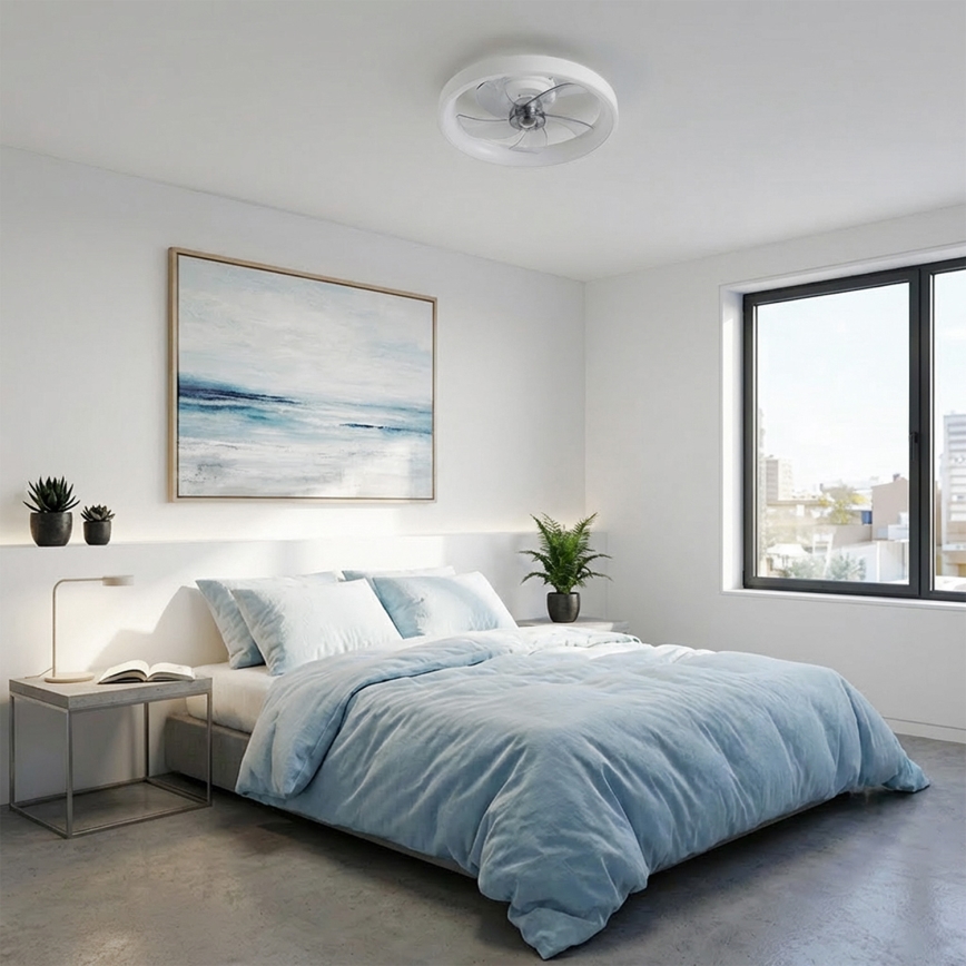Brilagi - Ventilador de teto LED dimerizável, 34 W / 230 V, 3000–6500 K, Ø 50 cm, branco, com controlo remoto