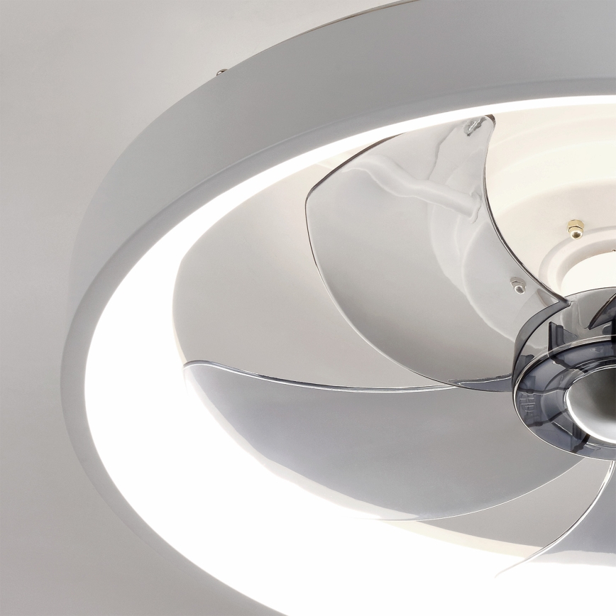 Brilagi - Ventilador de teto LED dimerizável, 34 W / 230 V, 3000–6500 K, Ø 50 cm, branco, com controlo remoto