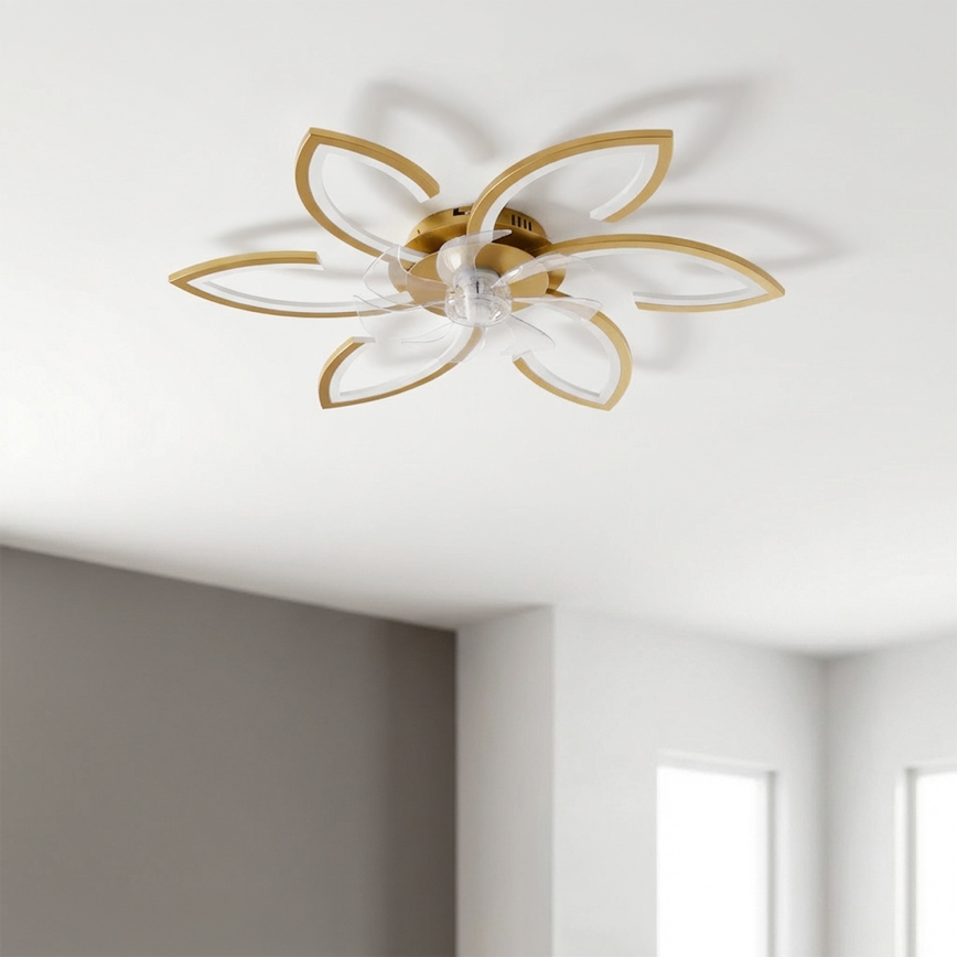 Brilagi - Ventilador de teto com luz LED regulável 34W/230V 3000-6500K Ø 78 cm dourado + controlo remoto