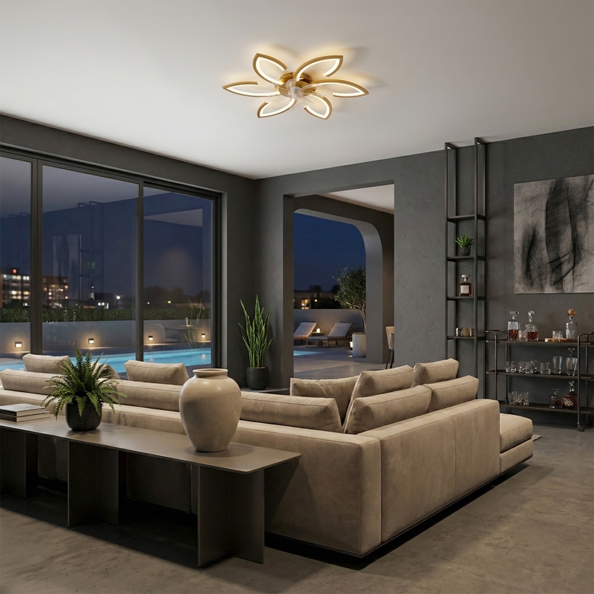 Brilagi - Ventilador de teto com luz LED regulável 34W/230V 3000-6500K Ø 78 cm dourado + controlo remoto