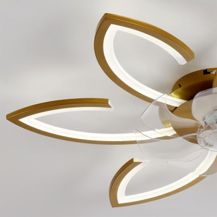 Brilagi - Ventilador de teto com luz LED regulável 34W/230V 3000-6500K Ø 78 cm dourado + controlo remoto