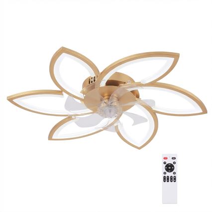 Brilagi - Ventilador de teto com luz LED regulável 34W/230V 3000-6500K Ø 78 cm dourado + controlo remoto
