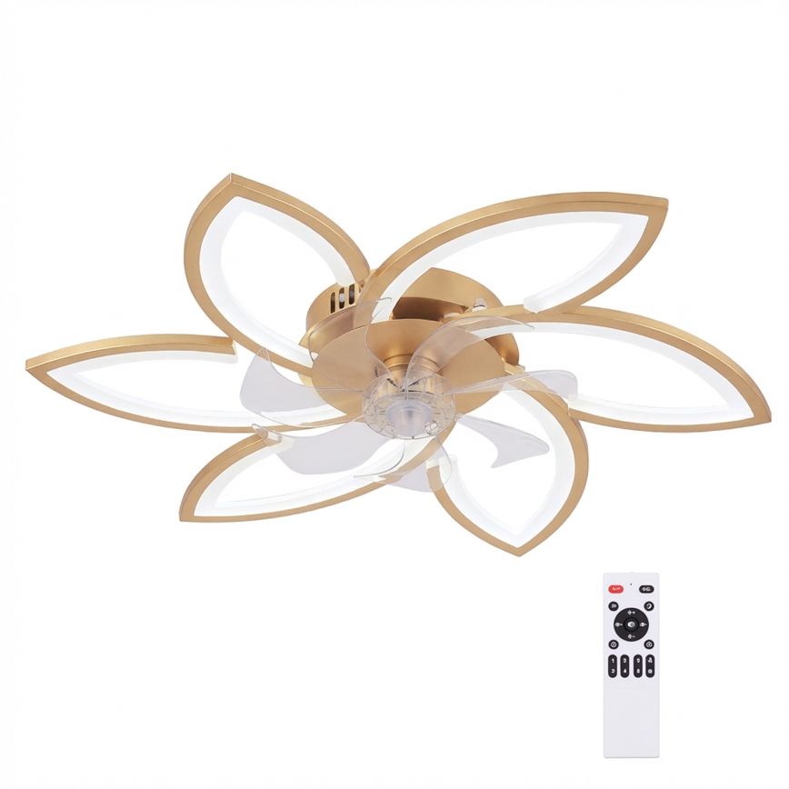 Brilagi - Ventilador de teto com luz LED regulável 34W/230V 3000-6500K Ø 78 cm dourado + controlo remoto