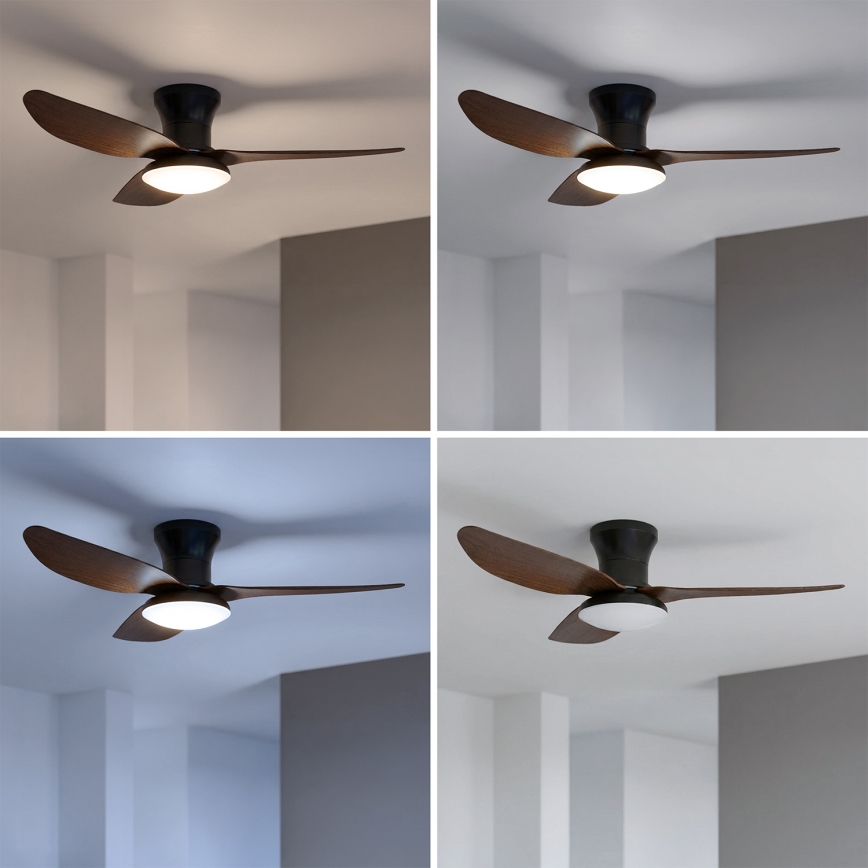 Brilagi - Ventilador de teto LED dimerizável LED/38W/230V 3000-6500K Ø 100 cm preto/castanho + controlo remoto