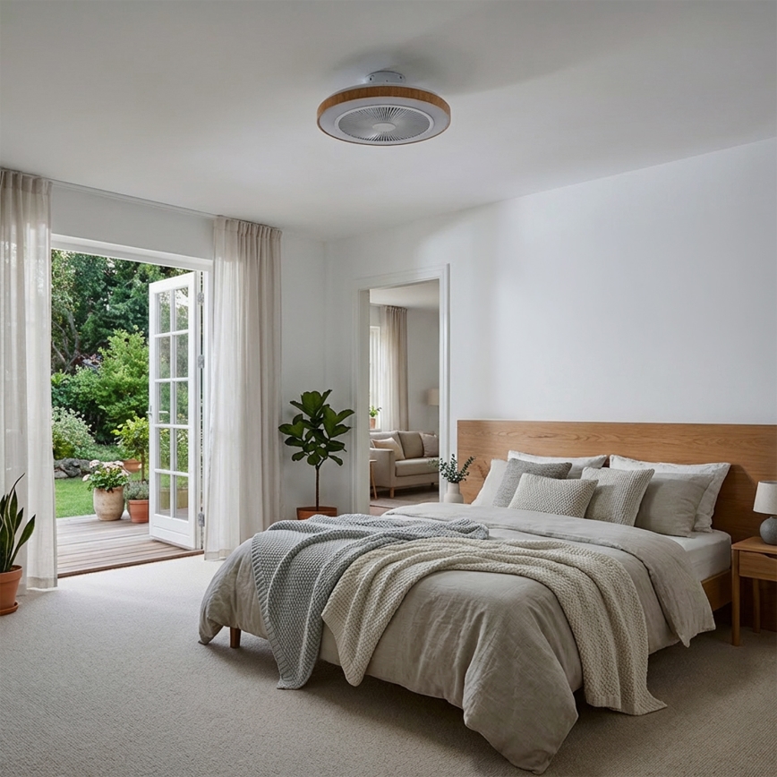 Brilagi - Ventilador de teto com LED dimerizável LED/38W/230V 3000-6500K Ø 50 cm branco/castanho + comando à distância