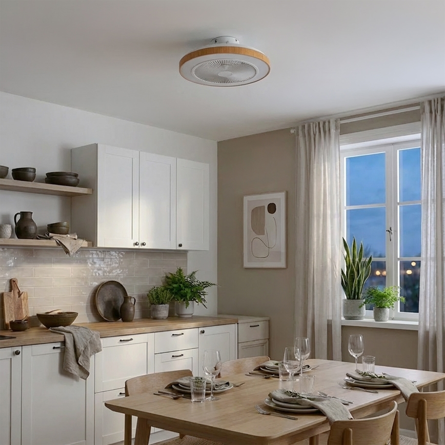 Brilagi - Ventilador de teto com LED dimerizável LED/38W/230V 3000-6500K Ø 50 cm branco/castanho + comando à distância