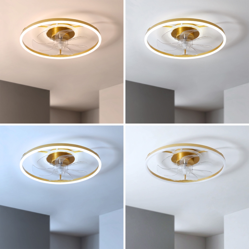 Brilagi - Ventilador de teto LED dimerizável LED/66W/230V 3000-6500K diâmetro 55 cm branco/dourado + comando à distância