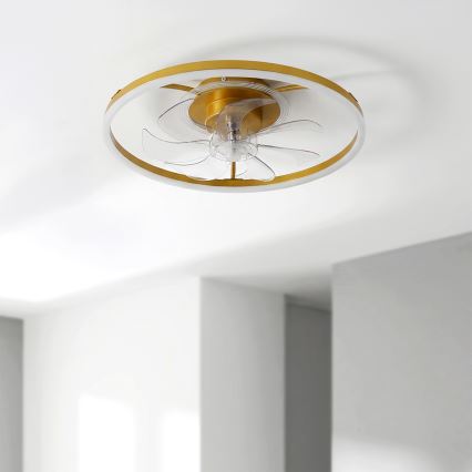 Brilagi - Ventilador de teto LED dimerizável LED/66W/230V 3000-6500K diâmetro 55 cm branco/dourado + comando à distância