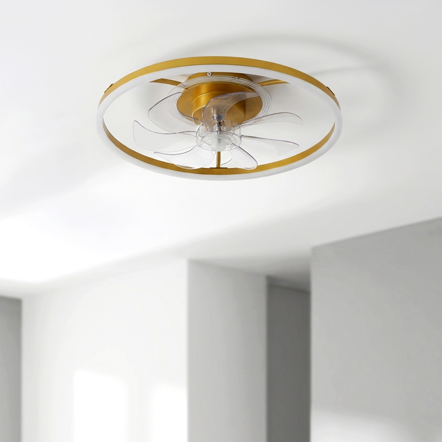 Brilagi - Ventilador de teto LED dimerizável LED/66W/230V 3000-6500K diâmetro 55 cm branco/dourado + comando à distância