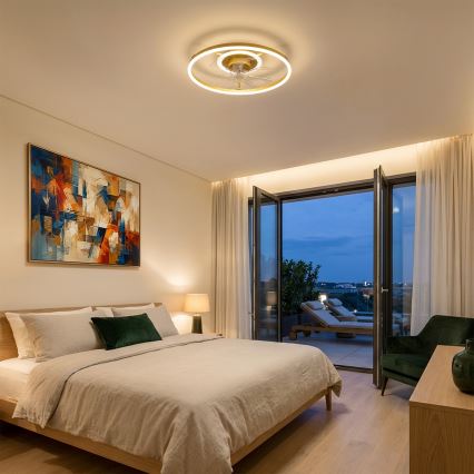 Brilagi - Ventilador de teto LED dimerizável LED/66W/230V 3000-6500K diâmetro 55 cm branco/dourado + comando à distância