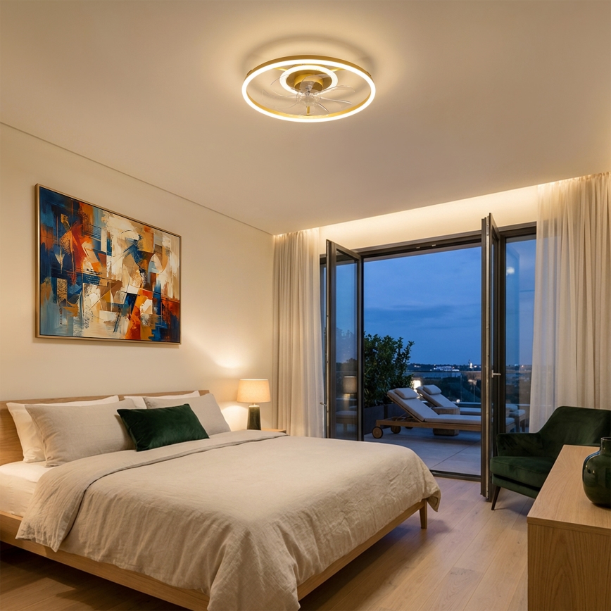 Brilagi - Ventilador de teto LED dimerizável LED/66W/230V 3000-6500K diâmetro 55 cm branco/dourado + comando à distância