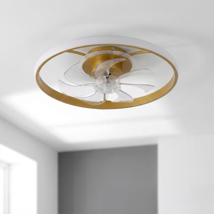 Brilagi - Ventilador de teto dimerizável com LED/66W/230V 3000-6500K Ø 55 cm branco/dourado + comando remoto