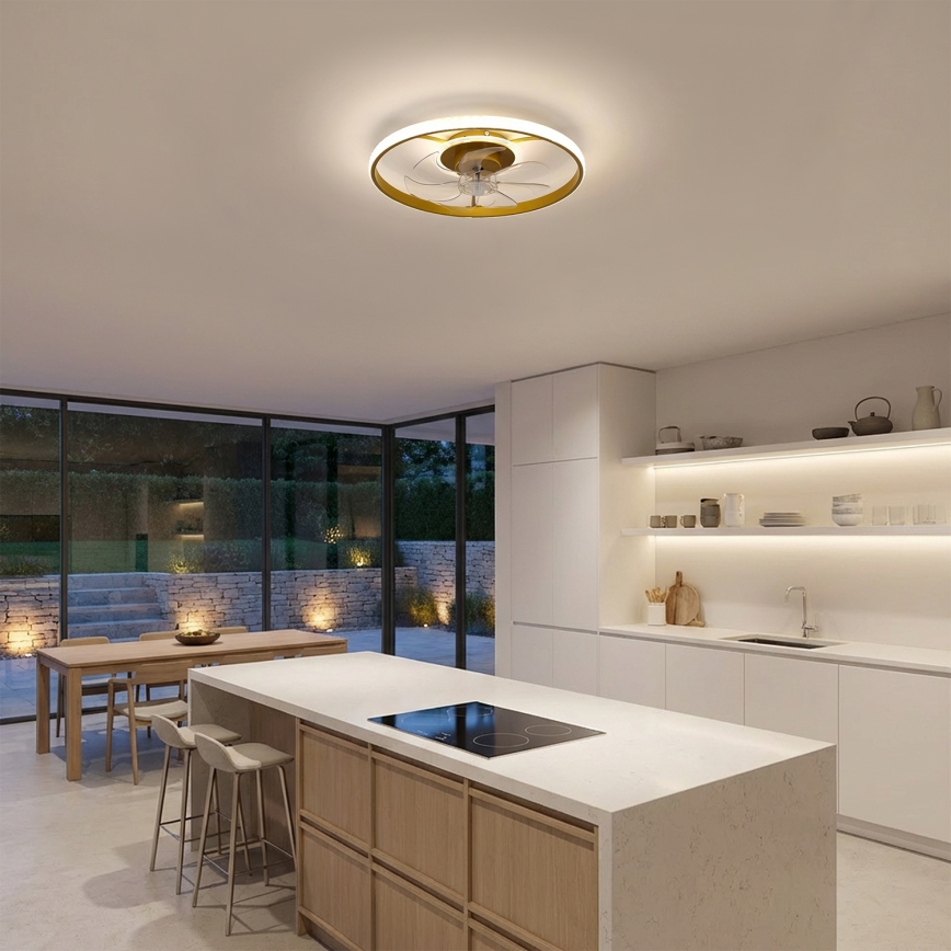 Brilagi - Ventilador de teto dimerizável com LED/66W/230V 3000-6500K Ø 55 cm branco/dourado + comando remoto