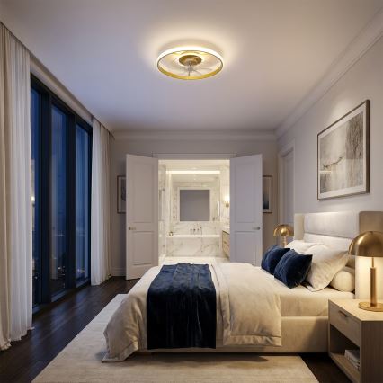 Brilagi - Ventilador de teto dimerizável com LED/66W/230V 3000-6500K Ø 55 cm branco/dourado + comando remoto