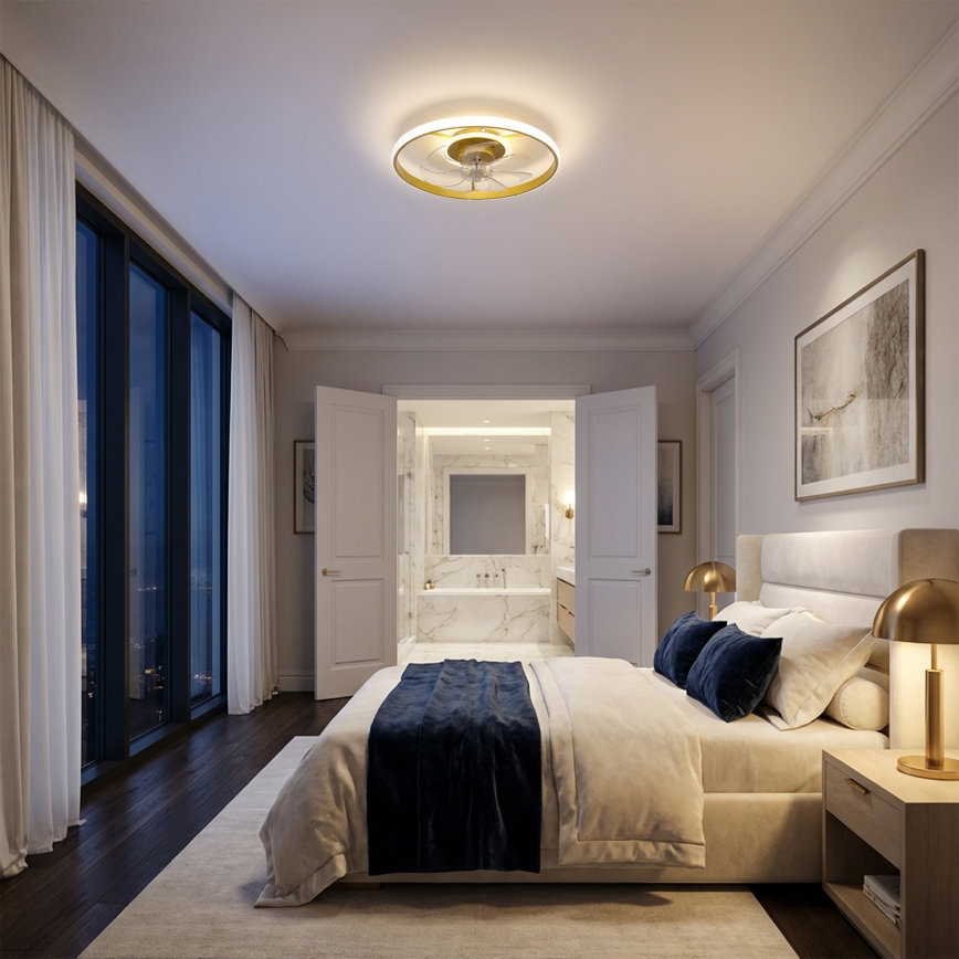 Brilagi - Ventilador de teto dimerizável com LED/66W/230V 3000-6500K Ø 55 cm branco/dourado + comando remoto