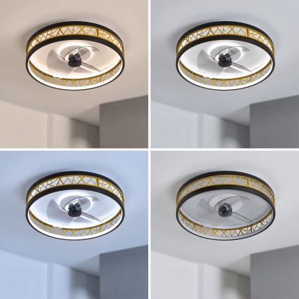 Brilagi - Ventilador de teto LED dimerizável LED/34W/230V 3000-6500K Ø 50 cm preto/dourado + controlo remoto